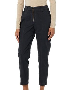 Amazon Essentials Black High-Rise Cropped Tapered Pants with Zip Front